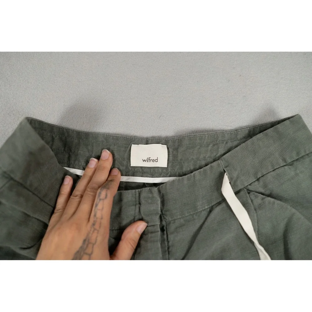 Aritzia Wilfred Allant Pant Linen Lyocell Green Drawstring Size 4